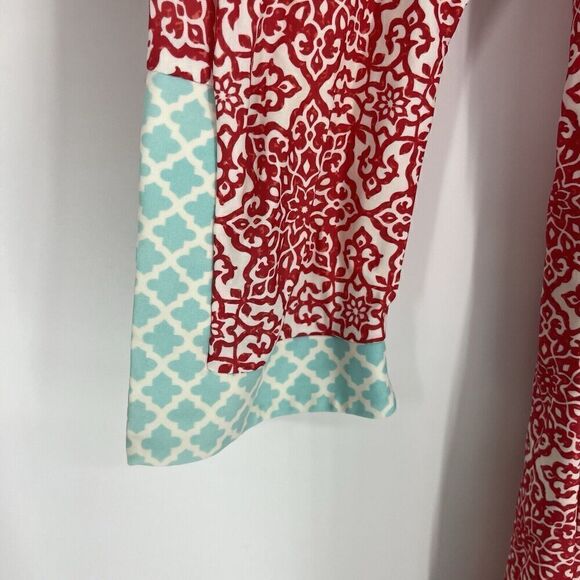 Cabana Life Dress Size Small Womens Red White Geo Print UPF50 Stretch Knit Shift - Picture 4 of 9